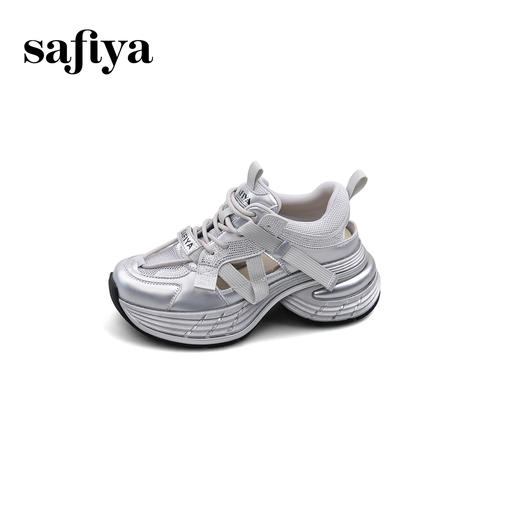 预售10天|Safiya/索菲娅2025潮流厚底网面镂空烫钻增高休闲运动老爹鞋 SFD1112255 商品图9