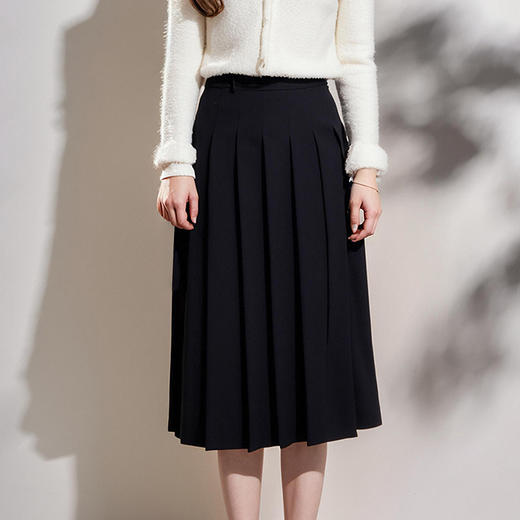 奢姿大码女装2025春季简约半松紧时尚半身裙胖妹妹减龄百褶裙子9951492954 商品图4