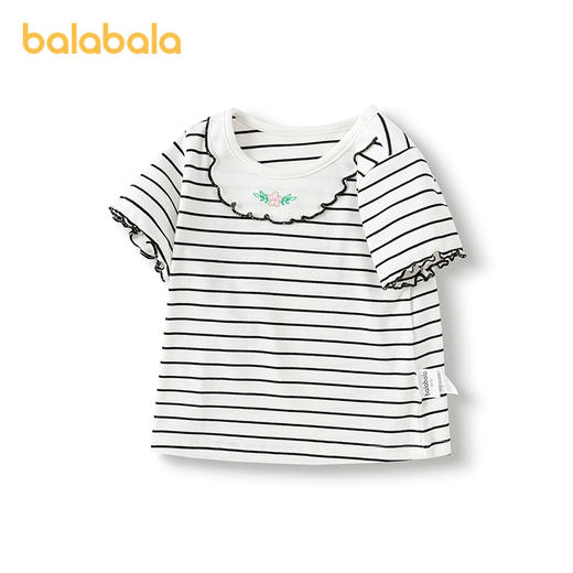 巴拉巴拉童装宝宝短袖女童T恤儿童上衣2025新款夏装正肩内搭绣花 商品图4