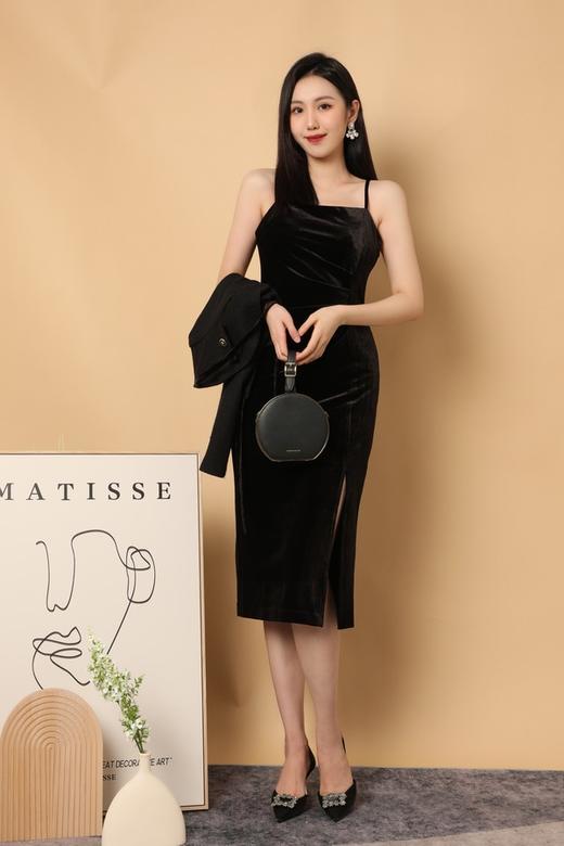 SIA SAYLOR 气质小香短款外套丝绒吊带裙套装 15427 商品图2