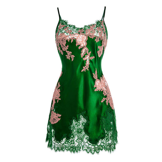 彩色蕾丝露背中款真丝吊裙睡袍 A22102 商品图3