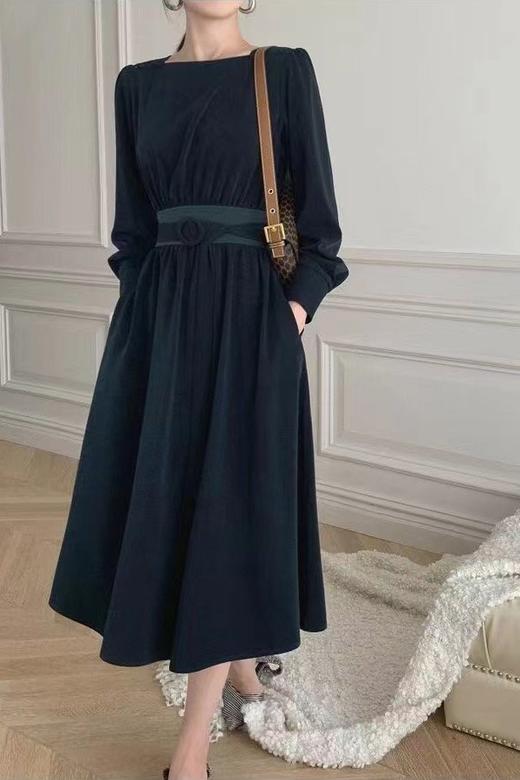 Le Malene 端庄气质厚款方领收腰连衣裙 15453 商品图0