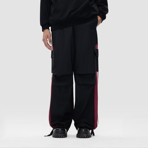 FDR 国潮美式麂皮条纹织带休闲裤男女宽松情侣直筒裤运动长裤皮裤 商品图0