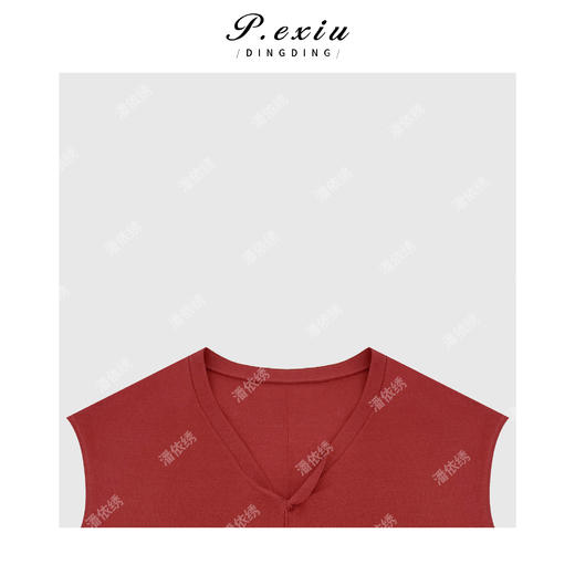 03-5潘依绣丁丁宠粉春夏气质收腰V领针织短袖上衣 ZZ0791 商品图2