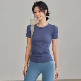 Gymicon能量符号 春夏无缝瑜伽短袖T恤女运动健身显瘦螺纹速干上衣跑步训练瑜伽YASY2503