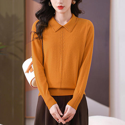 CC-101-56735娃娃翻领针织衫女士2025春秋季新款洋气内搭打底显瘦上衣 商品图1
