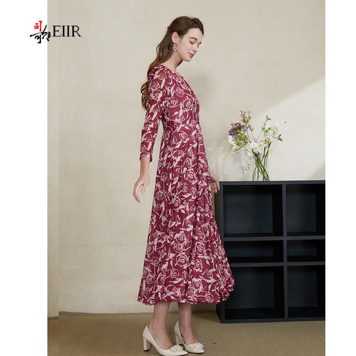 司歌雪纺v领长袖收腰连衣裙EA901375X 商品图1