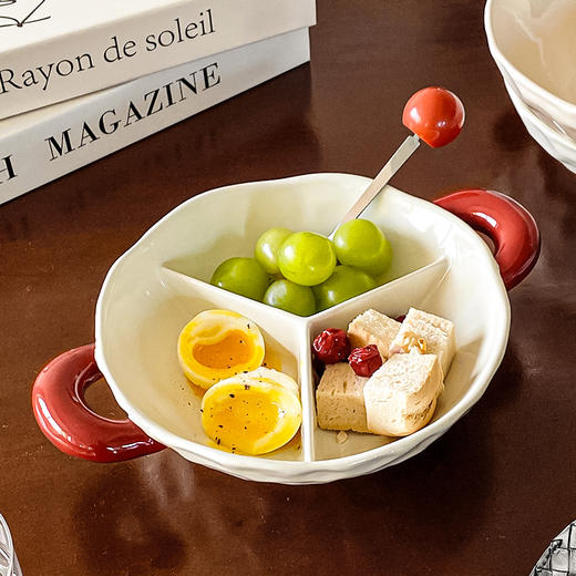 【轻奢双耳分格盘】陶瓷双耳分格盘家用菜盘水果盘子菜碟子零食盘2025新款轻奢 商品图3