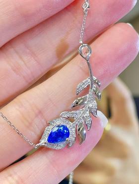 1ct刻面蓝宝石项链