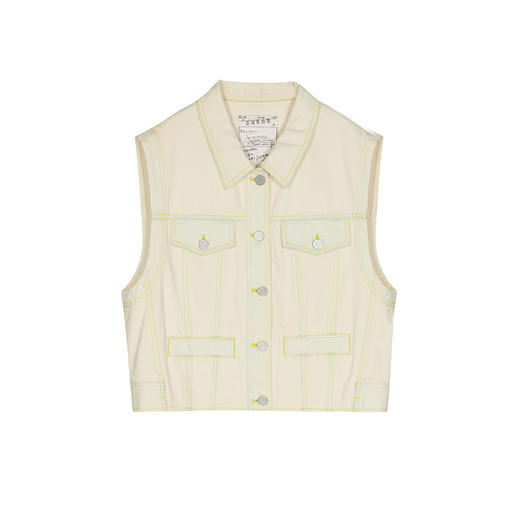 谜底牛仔马夹女2025春季新品复古简约翻领马甲外套无袖251MM0096 商品图4