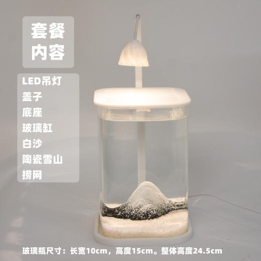 【新款斗鱼专用缸，高透玻璃桌面鱼缸】斗鱼专用缸 高透小型 懒人造景玻璃 桌面专用鱼缸 宿舍小夜灯 网红礼物-QQ 商品图7