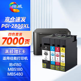 绘威PGI-2800XL墨盒 适用佳能MB5180 MB5480 IB4180 MB5080 IB4180 canon打印机墨盒pgi2800大容量 四色套装