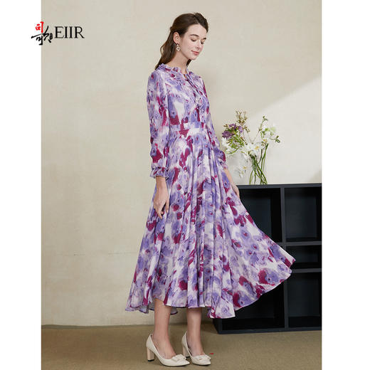 司歌雪纺印花长袖连衣裙春中长裙A901328X 商品图2