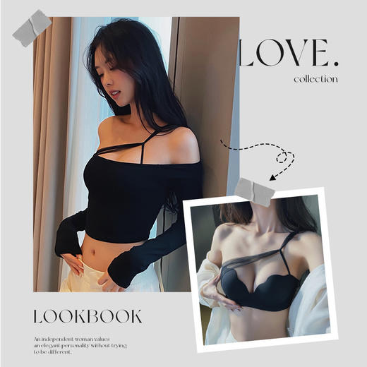 【送内裤！挂脖式无痕聚拢内衣】3D立体贝壳猫爪杯，展露性感锁骨胸线，性感纯欲风无痕软支撑文胸罩套装QQ 商品图2