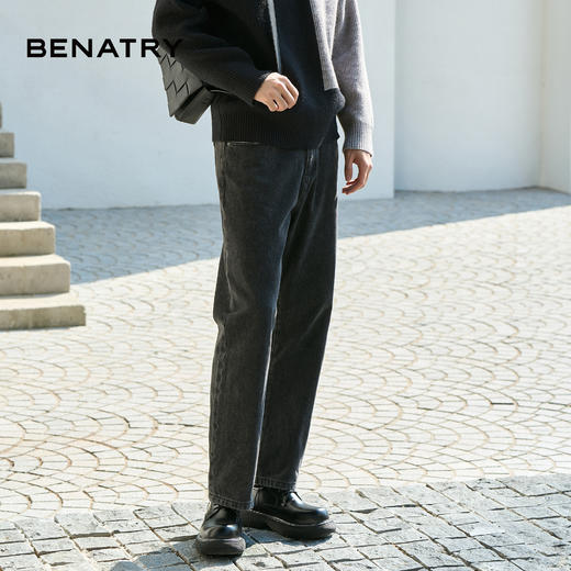 贝纳川灰色直筒牛仔裤EGP330300138 商品图3