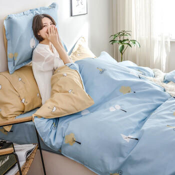 云瑾A类抗菌纯棉被套单件100%全棉被罩印花单人宿舍150x200cm美好心情 商品图1