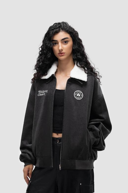 FDR原创国潮新款毛毛领灯芯绒外套男女秋冬季情侣装宽松拉链开衫 商品图5