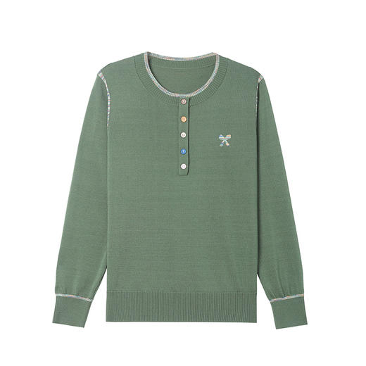 CC-101-56260早春设计感圆领薄款针织衫女2025春季新款好看洋气长袖打底上衣女 商品图4