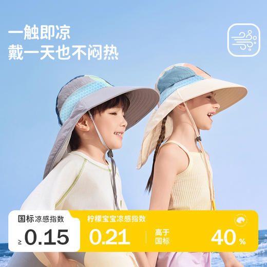 【与辉同行同款49.9/件】柠檬宝宝儿童防晒帽男童女童大帽檐防紫外线太阳帽沙滩遮阳帽2025聚 商品图1