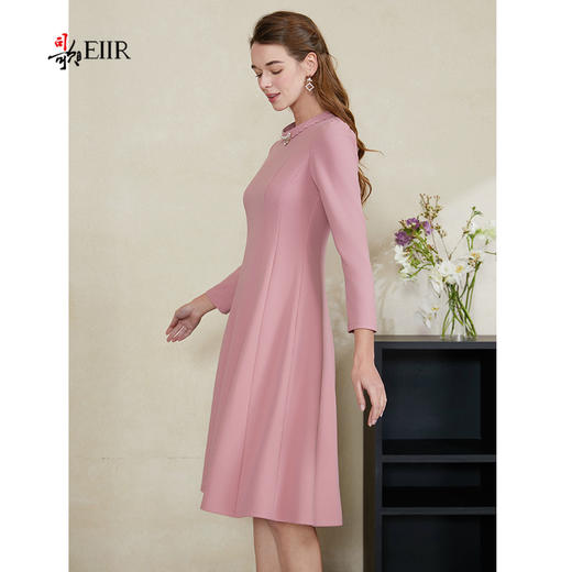 司歌弹力修身粉连衣裙春秋优雅EA901370X 商品图3