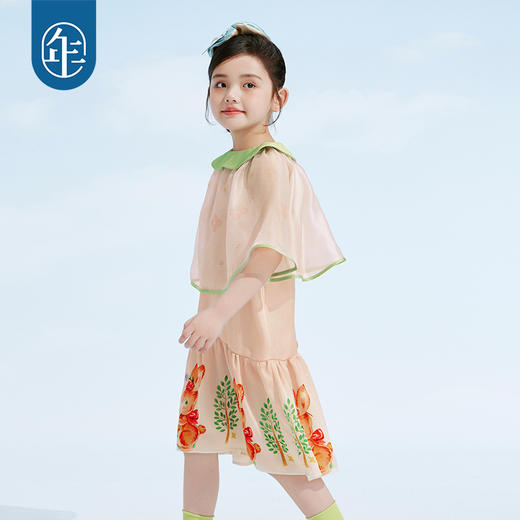 年衣童装女童连衣裙披肩2025春夏新款中式国风果酱邦尼披肩裙 商品图4