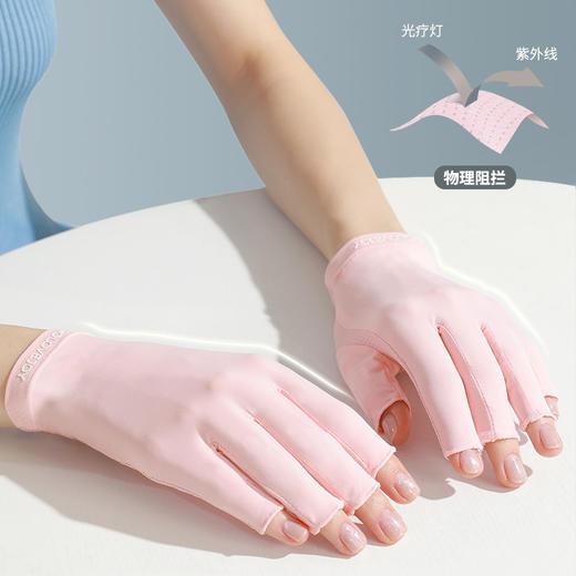 美甲手套女半指防照灯辐射专用户外开车防紫外线冰丝露指防晒手套 商品图2