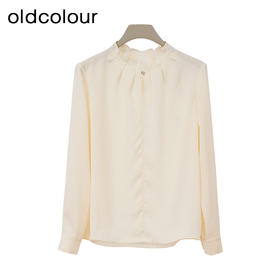 oldcolour欧珂2024春季时尚纯色荷叶领长袖衬衫女Q110110A1
