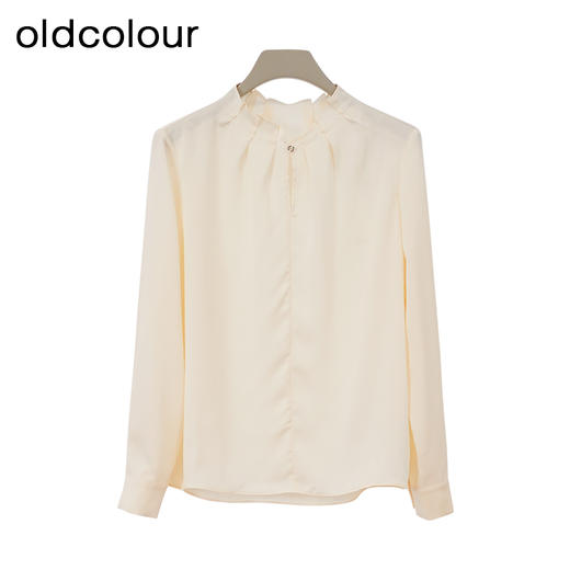 oldcolour欧珂2024春季时尚纯色荷叶领长袖衬衫女Q110110A1 商品图0
