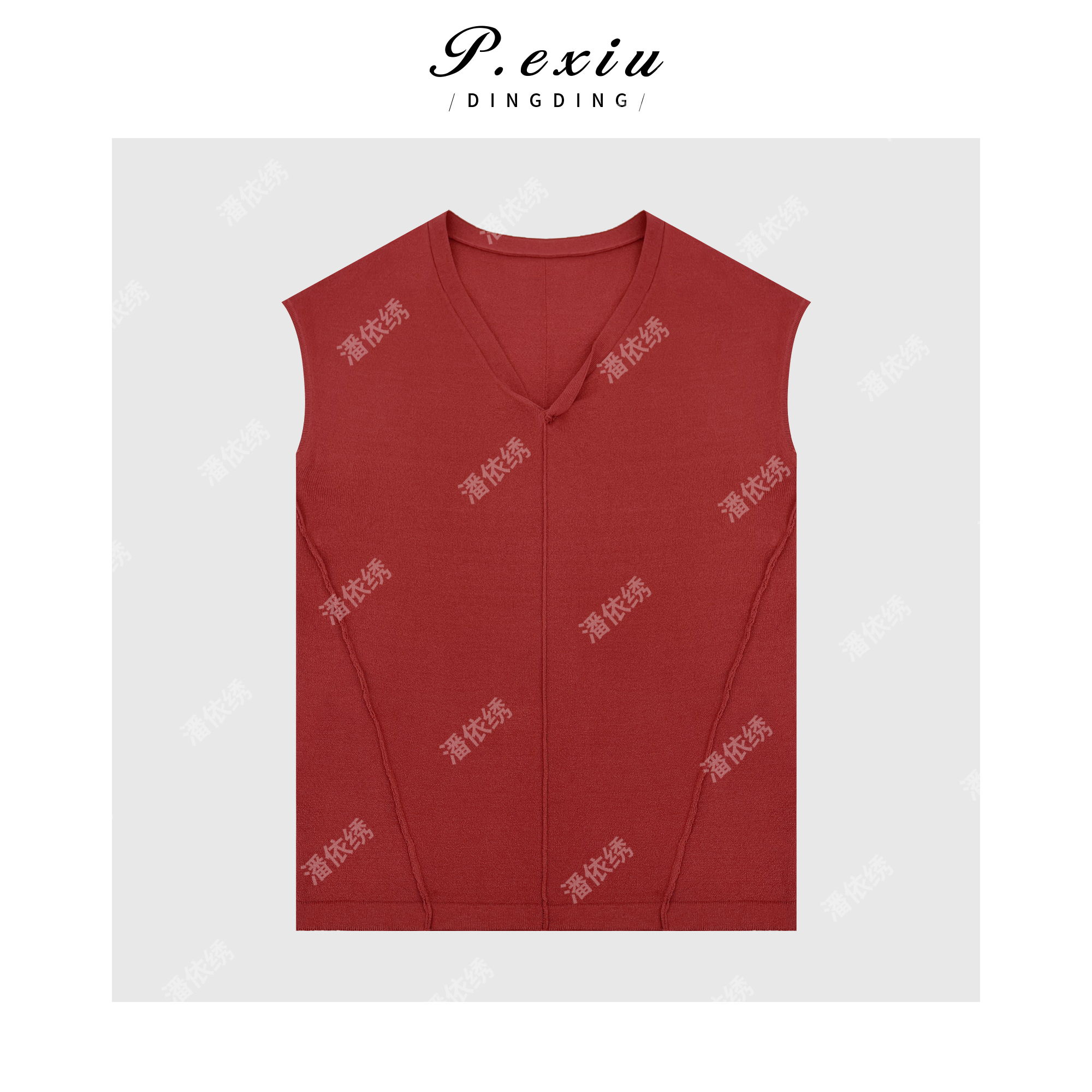 03-5潘依绣丁丁宠粉春夏气质收腰V领针织短袖上衣 ZZ0791