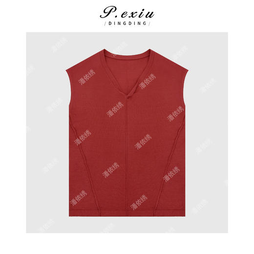 03-5潘依绣丁丁宠粉春夏气质收腰V领针织短袖上衣 ZZ0791 商品图0