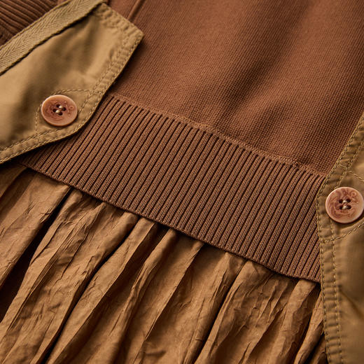 谜底毛织拼接连衣裙无袖2025春季新品文艺风设计感长裙251ML0086 商品图3