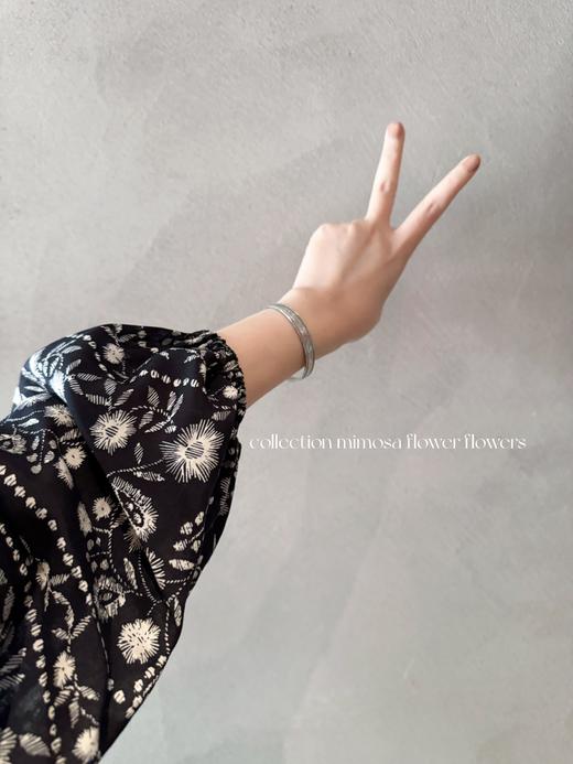 mimaso |  植物花卉方领设计灯笼袖衬衫 黑白花色 商品图2