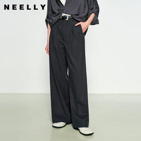NEELLY纳俪商场同款春新款通勤垂感深灰百搭宽松休闲裤女舒适长裤N25031H01135