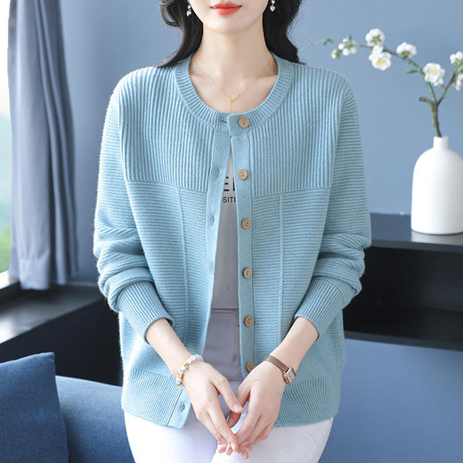 CC-5-6350春秋季新款圆领短款羊毛针织开衫设计感百搭休闲外套上衣 商品图0