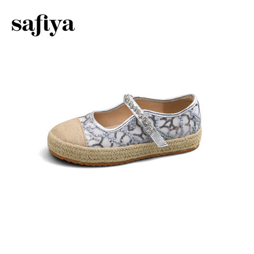 预售10天|Safiya/索菲娅2025休闲编织蕾丝一字带百搭玛丽珍渔夫鞋SFD1111082 商品图10