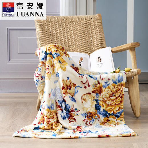 【彤橙】富安娜(FUANNA) 多功能法兰绒午休毯/落英缤纷80*120cm   商品图0