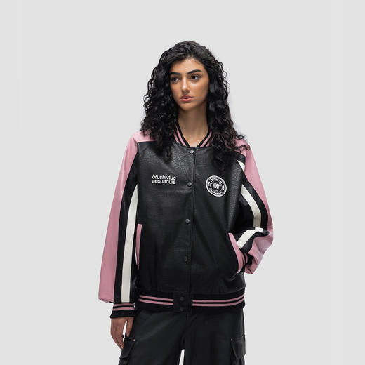 FDR 原创国潮撞色拼接棒球服外套男女秋冬季美式情侣上衣皮衣夹克 商品图0