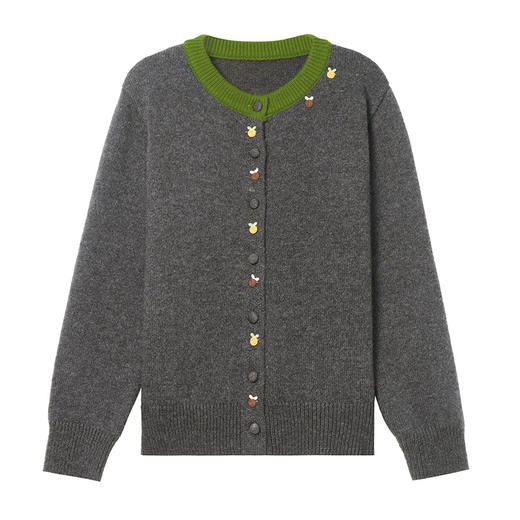 CC-101-56736春秋季新款女士洋气拼色针织衫开衫毛衣圆领小外套短款薄上衣 商品图4