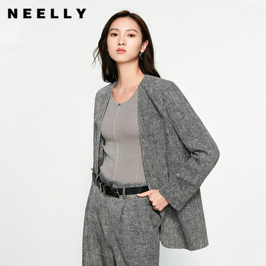 NEELLY纳俪商场同款春新款甜辣肌理吊带针织衫女时尚百搭修身背心N25031A01115 商品图0
