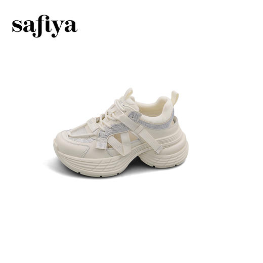 预售10天|Safiya/索菲娅2025潮流厚底网面镂空烫钻增高休闲运动老爹鞋 SFD1112255 商品图10