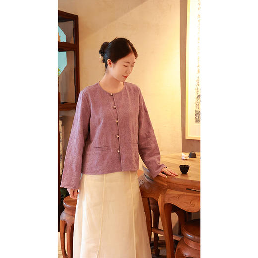 【抖音专属】新中式上衣（25710025紫茎屏风结缘款） 商品图2