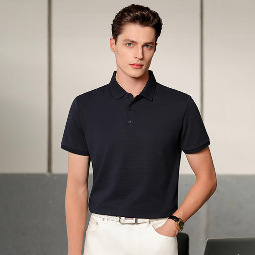 【DKP】大依优型大码Polo衫弹力翻领T恤轻奢休闲纯色短袖男宽松T恤上衣胖子 商品图4