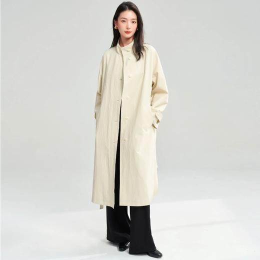 【高货sh】全新升级【铂金会员441/天猫599/差价158】(84026) 洛诗琳25春极简英伦风单排扣立领高级感气质长款风衣 商品图2