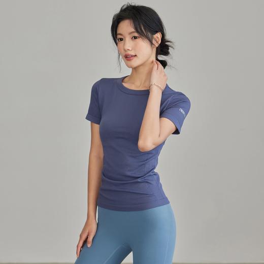 Gymicon能量符号 春夏无缝瑜伽短袖T恤女运动健身显瘦螺纹速干上衣跑步训练瑜伽YASY2503 商品图2