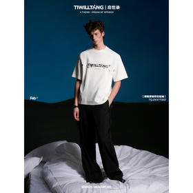启世录TIWILLTANG“裂银映隙”刷银厚板印花logo短袖圆领t恤男