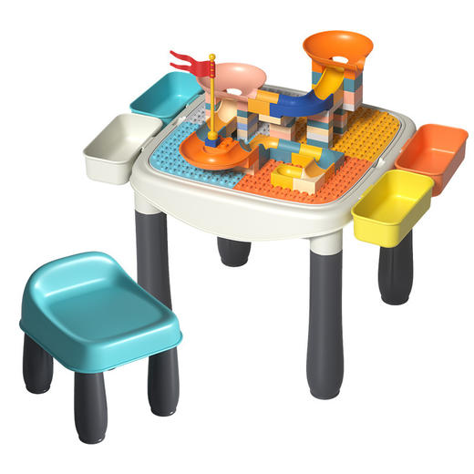 儿童积木桌宝宝益智拼装多功能玩具台游戏桌椅收纳箱大颗粒积木 商品图3