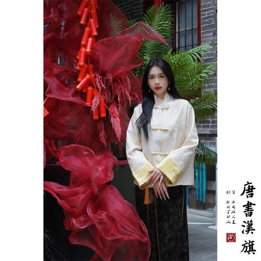 【杏花雨落】新中式外套白金色真丝桑蚕丝金属提花蕾丝刺绣盘扣高级感早春新品外套 商品图5