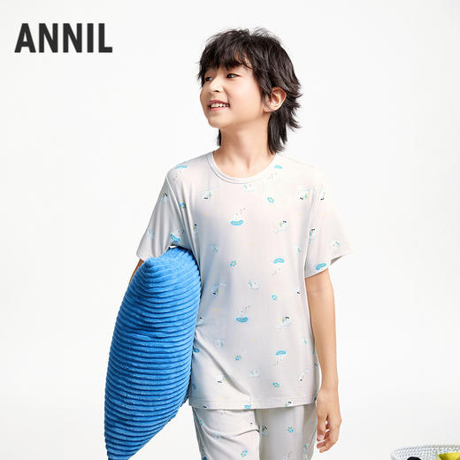 男童短袖莫代尔家居服套装夏季新款安奈儿童装JB521055 商品图1