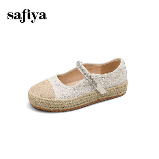 预售10天|Safiya/索菲娅2025休闲编织蕾丝一字带百搭玛丽珍渔夫鞋SFD1111082 商品图9