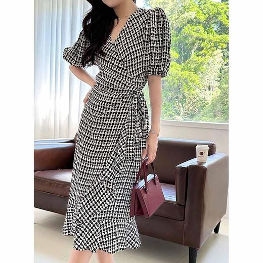 顺丰包邮洛诗琳85946夏季新款郁金香茶歇荷叶边真丝连衣裙22815 商品图1